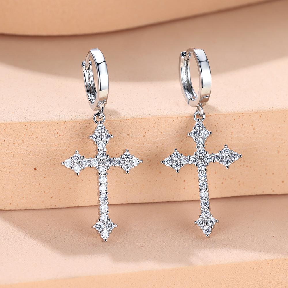 

Vintage Stainless Steel Hoop Earrings Unisex Hollow Cross Earrings Buckle Fashion Hip-Hop No Fade Party Jewelry Accessories Gift