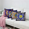 Of 4 Linen Throw Pillow Covers Exotic Geometry Dark Retro Ethnic Home Decorative Flax Pillow Cases Cushion Square Pillowcases