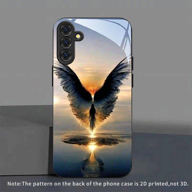 Sunrise Angel Wing Glass Phone Case Suitable for Samsung Galaxy S26 S25 S24 S23 S22 S20 FE/Ultra/Plus Shock and Dust Resistant