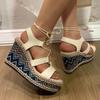 Fashion 2024 Hot Sale Ladies Shoes Lace-up Women's Sandals Fashion Color Matching Dress Sandals Women New Round Toe Wedge Sandalszapatos