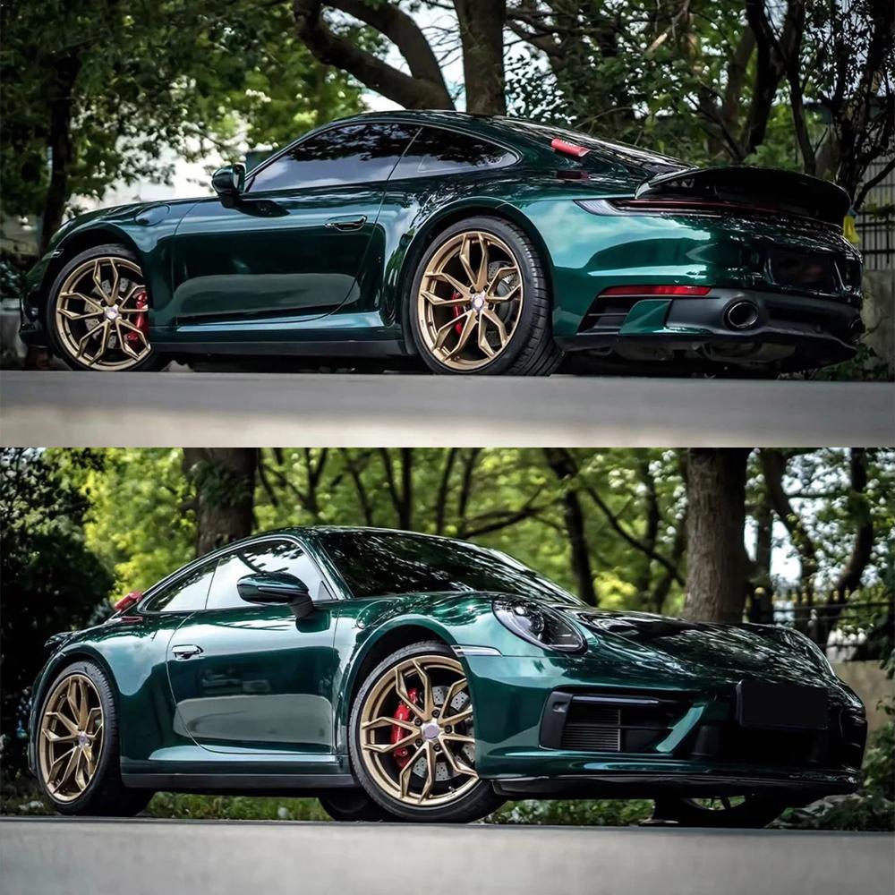 Car PET Metal Paint Dark Green Vinyl Film Car Wrap Decal With Air Release Motorcycle Auto Interior Exterior Decor Accessories