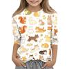 Kinder Tierdruck Rundhals Dreiviertelarm Lässiges T-Shirt Weicher Bequemer Stoff Geeignet für den Alltag und Spielzeit