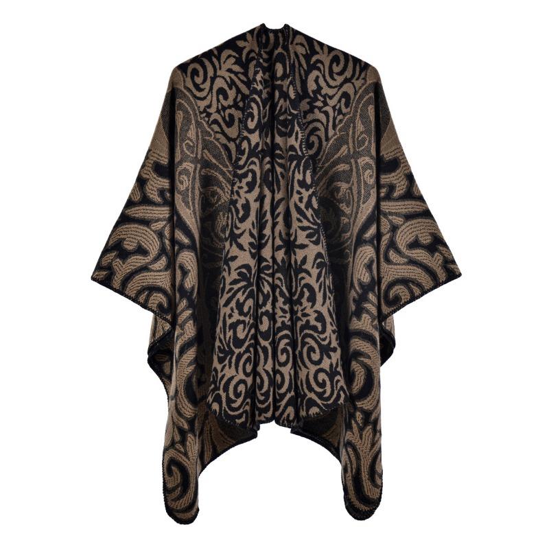 Neuer Damen-Schal-Umhang Retro Flamme Glückswolke Jacquard Warmer geteilter Schal