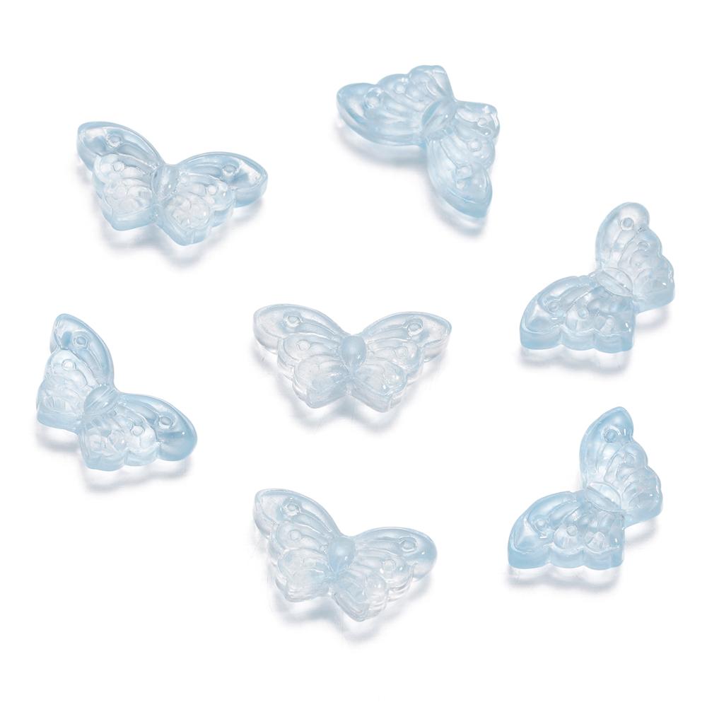 

30Pcs/Lot 8*15mm Transparent Glass Small Butterfly Loose Charm Pendants for Necklace DIY Craft Jewelry Making Accessories синий