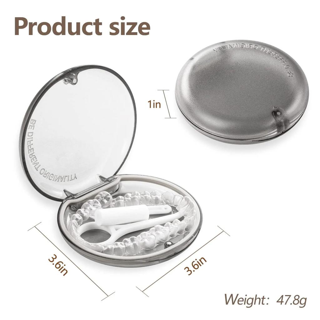 Retainer Case Odorless with Removable Seal Ring Large Teeth Night Guard Case Slim Aligner Case Holder for Teenage Adult