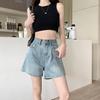 High-Waisted Light Denim Spicy Girl Shorts – Women's Trendy Plus Size A-Line Summer Hot Pants