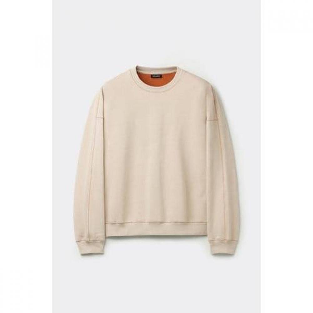 Customellow Oversized Cotton Sweatshirt Two Tone Beige Cwtaw25622orx