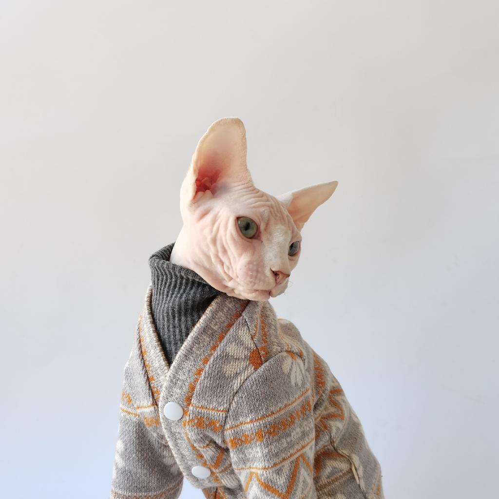 Autumn and Winter Knitted Cardigan, High-quality Fabric, Soft Sphynx Hairless Cat Devon Clothes
