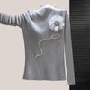 Sibaoshe Women's Mock Neck Embellished Long Sleeve Slim Fit Top