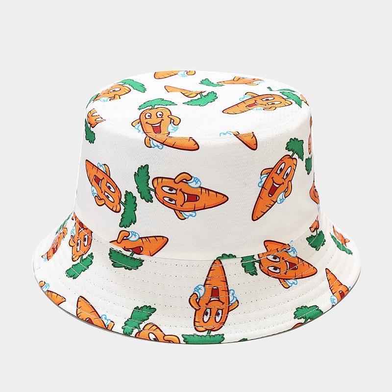Sombrero de pescador con estampado creativo de vegetales para mujer, sombrero para el sol para exteriores, de verano, versátil
