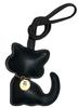 Black Plush Cat Keychain Bag Charm with Leather Cord, Korean Style, Women's Bag Ornament, Stylish and Cute Leather Chain