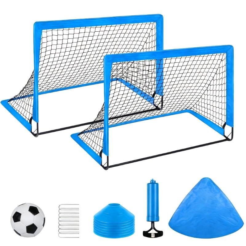 

Collapsible Football Goal Set Includes 2 Foldable Markers 3 Size globes And Training Cones For Children Outdoor Sports 1