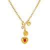 18K Gold Plated Heart Daisy Charm Lariat Necklace, Dainty Multi-Charm Station Y-Drop Chain for Women, Trendy Jewelry
