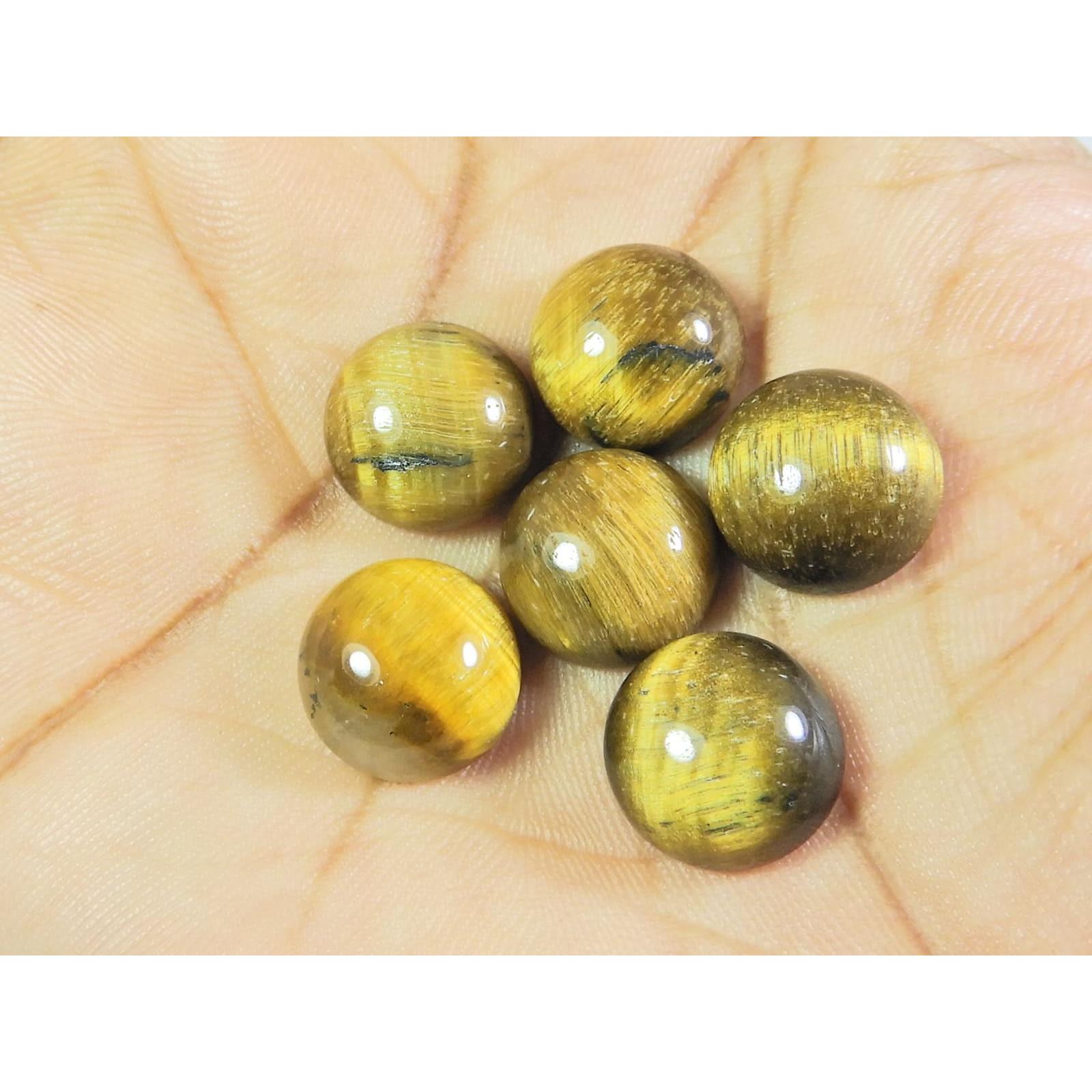 

11 мм Натуральный тигровый глаз Круглый кабошон Свободный драгоценный камень Лот 6 шт. 41 карат. А-528