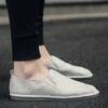 Beige White Breathable Linen Casual Mens Shoes Cloth Shoes Canvas Summer Leisure Flat Driving Shoes Walking Size 44
