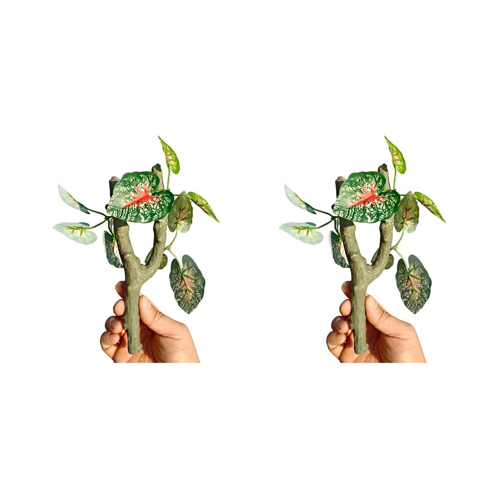 2Pieces Artificial Climbing Branch Exercise Vine for Reptiles Habitats with Realistic Texture and Stable Build Decoration
