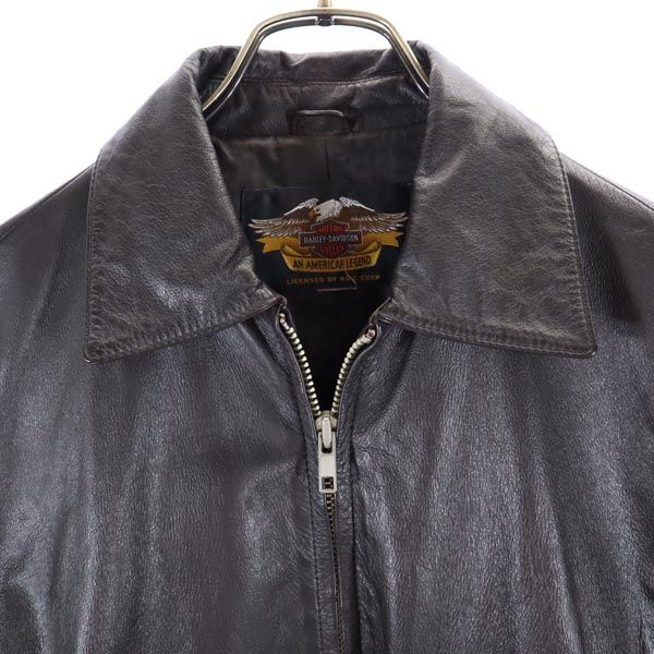 HARLEY DAVIDSON Cowhide leather jacket dark brown genuine leather Men's Used