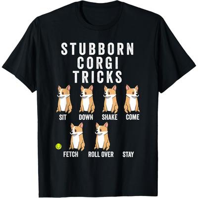 Αστεία Μπλουζάκια Pembroke Welsh Corgi Πεισματάρικα Κόργκι Τρικς Unisex-Ενήλικες Παιδικό T-Shirt Μαύρο Κοντομάνικο Κλασική Εφαρμογή Βαμβακερό Πολυεστερικό Ελαστικό T-Shirt