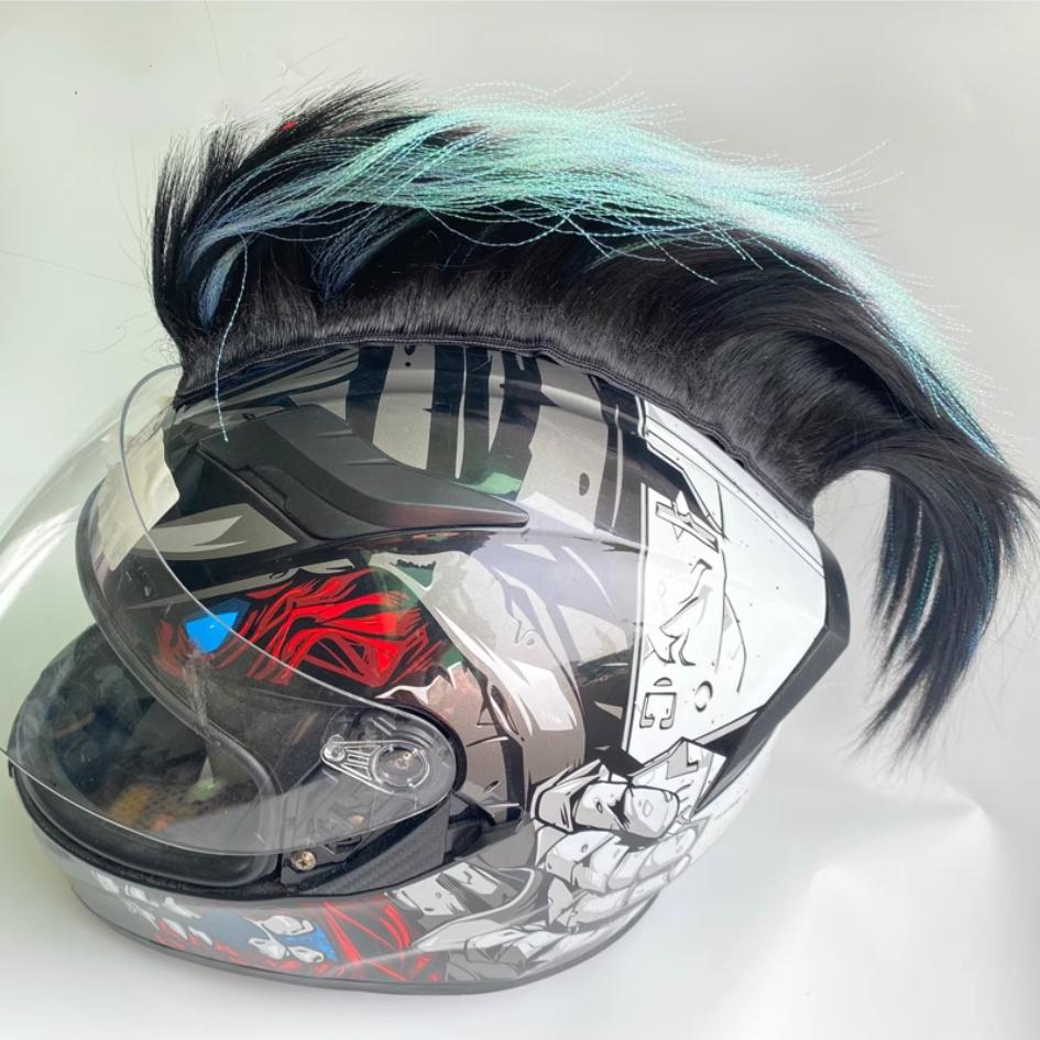 Perucă Cască Mohawk Decorații pentru Cască de Motocicletă Peruci Cockscomb Motocross Full Face Off Road Cască Decoratări Pastă pentru Autocolant de păr