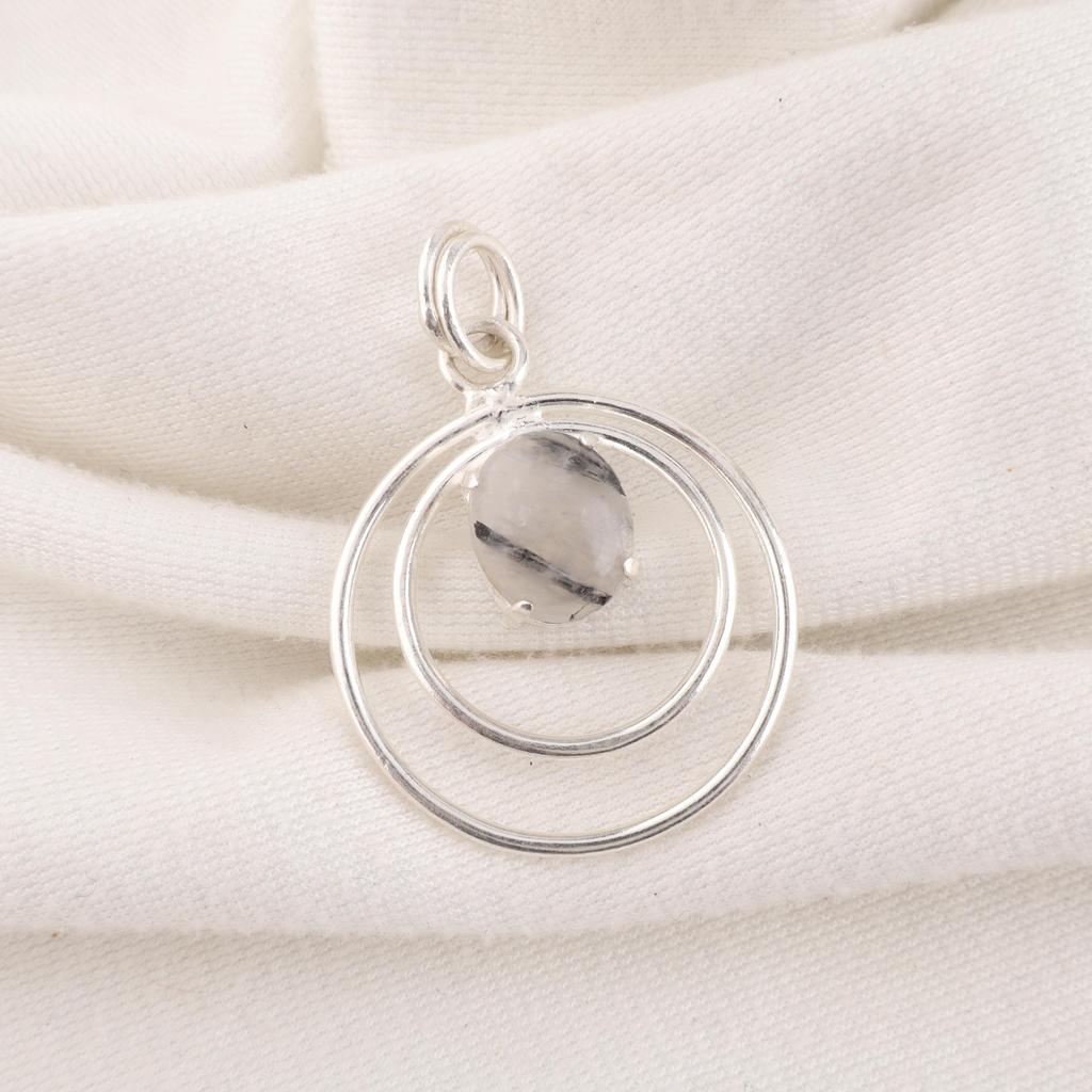 Black Rutile Pendant, 925 Solid Sterling Silver Gemstone Jewelry, Handmade Pendant, For Thanksgiving