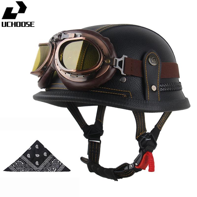 DOT Certified Vintage Open Helmet Motorcycle Open Face Helmet Retro 3/4 Helmet Cruise Casco Casque Moto Men Women