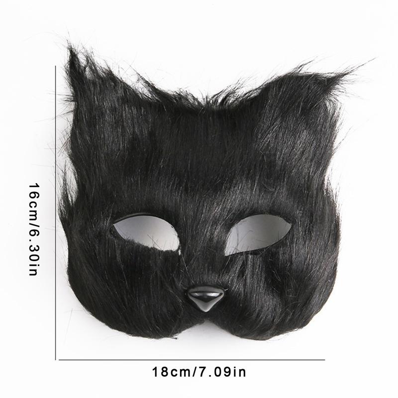 Cat Face Fox Shape Plastic Mask Furry Cat Hair Animal Halloween Cosplay Carnival Party Mask Christmas Props Sexy Imitation Toys