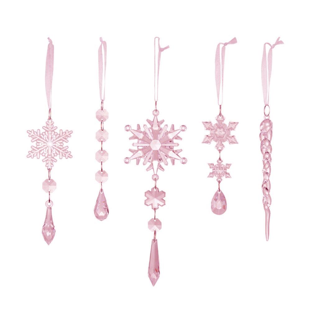 As Shown Acrylic Snowflake Exquisite Snowflake Patterns Lightweight Acrylic Material Festive Event Decoration For Baby Showers розовый