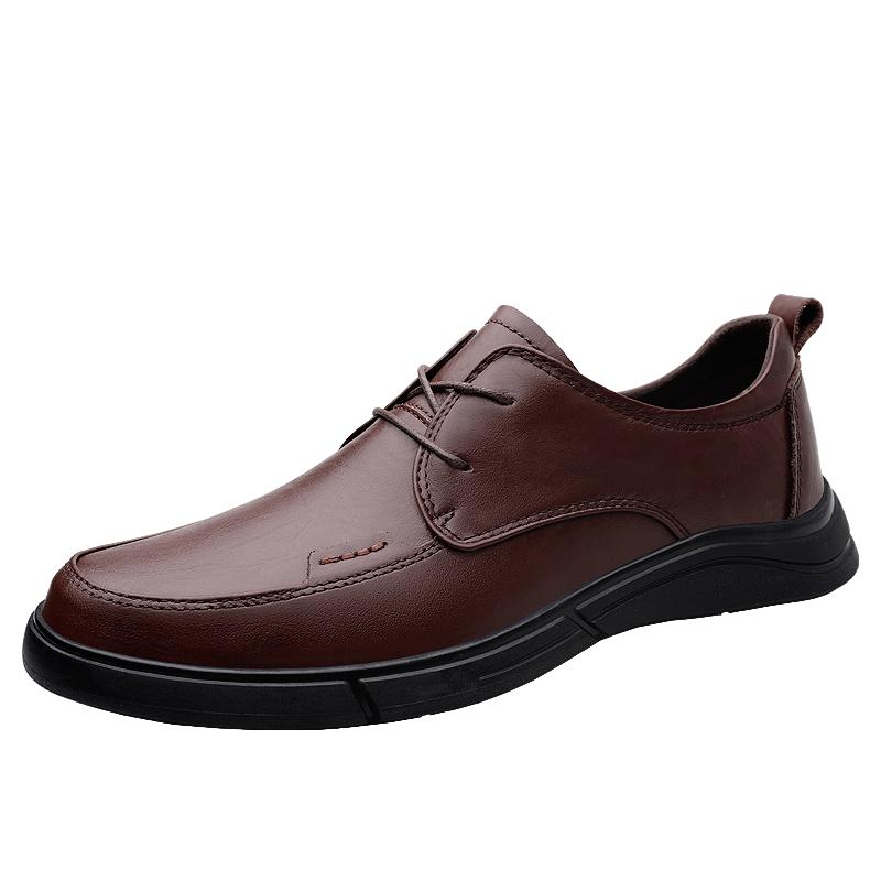 

Fashion High Quality Men s Leather Casual Shoes Thick Soled Wear-resistant Men s Business Formal Shoes Work Shoes for Office Interviews 38 коричневый