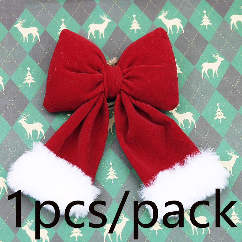 

(1 Piece/bag) 15cm Christmas Plush Ribbon Bow Christmas Tree Decoration Clothing Tie Hair Accessories Pendant DIY 15cm красный