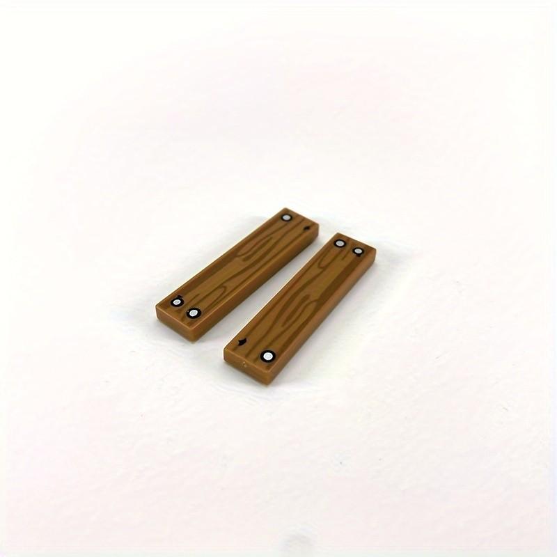 20pcs MOC Scene Toys Small Particle Building Block Scene Accessories 1x4 Flat Wood Grain With Nail Printing Wooden Board Accessories