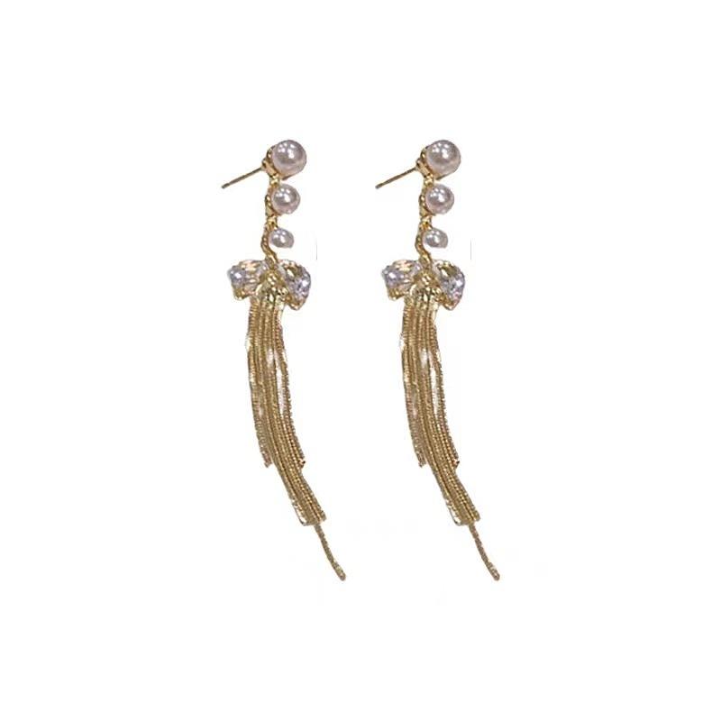 New Design Pearl Long Fringed Earrings Light Luxury Fashion Earrings High-end Ear Jewelry