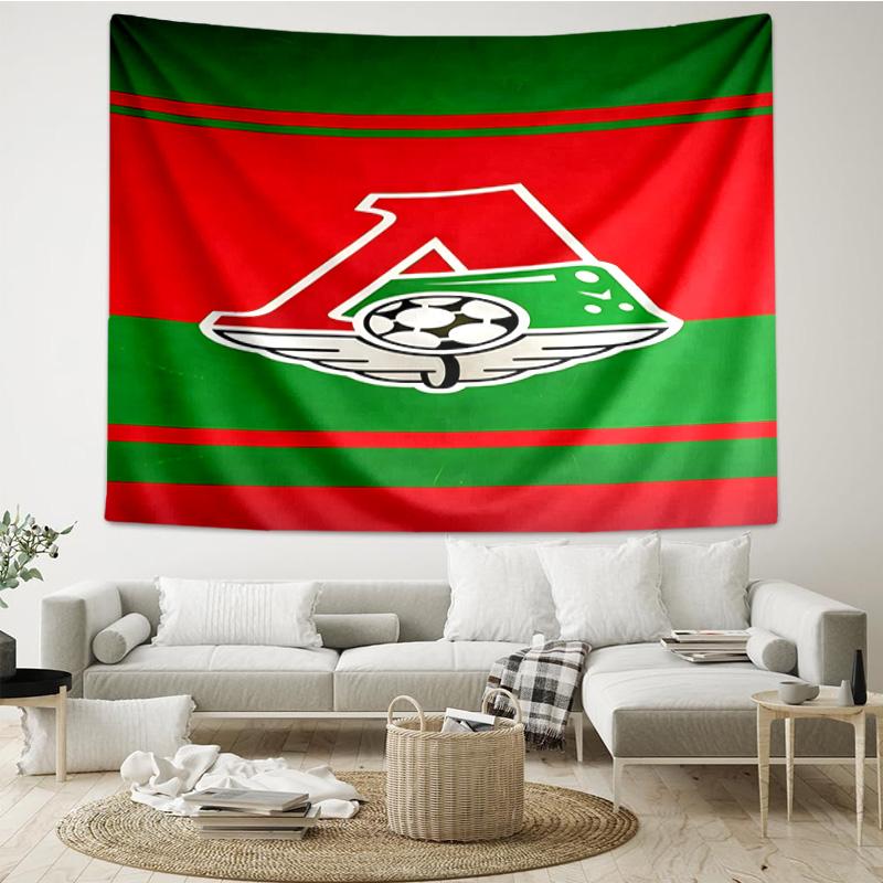 1PC Green And Red Soccer Emblem Printed Tapestry Room Decoration Wall Hanging for Living Room Bedroom, dormitory, Birthday and Christmas gifts