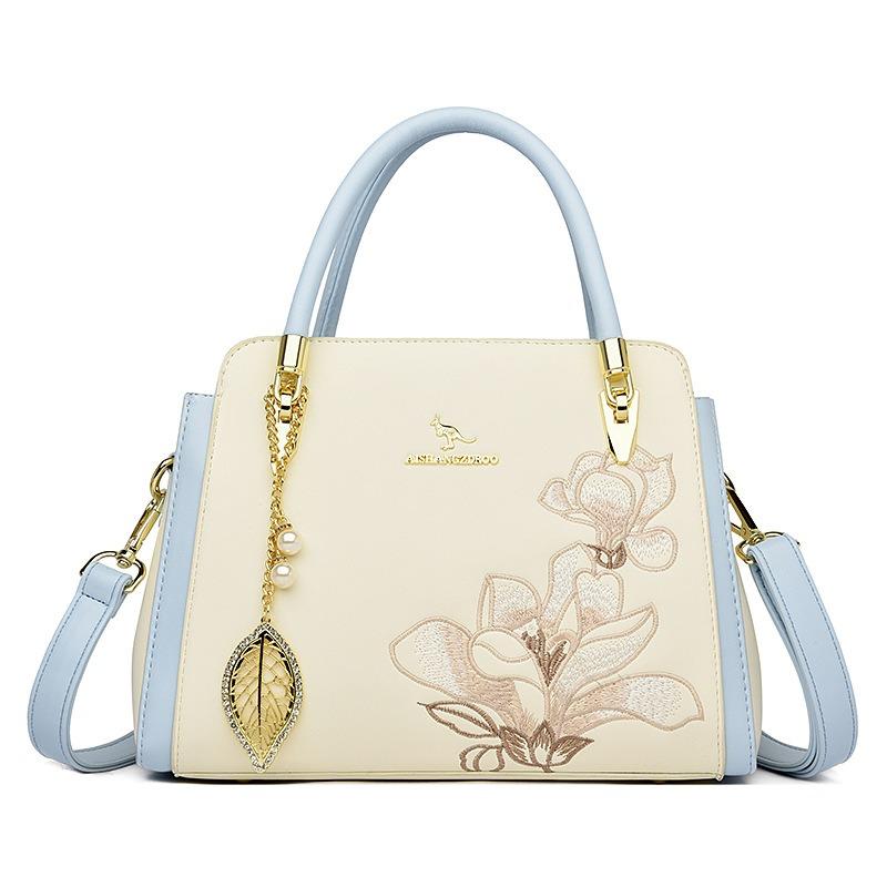 Version of Fashion Trend National Style Embroidery Middle-aged Ladies Single Shoulder Crossbody Bag Elegant Temperament Handbag Casually