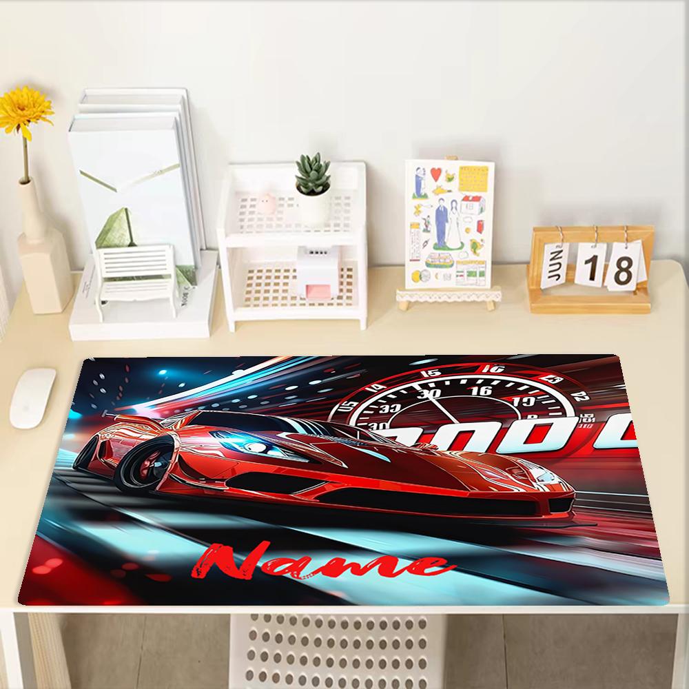 Custom Name Racing Theme Mouse Pad, Non Slip Rubber Base, Multifunctional Office & Home Decor, Perfect for Workspace Personalization.