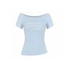 Pure Desire Style Letter Print Short-sleeved T-shirt Women's Summer Thin and Versatile Sexy Chic Slanted Shoulder Off-the-shoulder Top