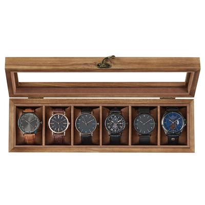 SONGMICS Watch Case for 6 Made of Watch Collection Case with Transparent Watch Accessory Day Birthday Celebration JOW006K01 Watches, Wood, Storage,