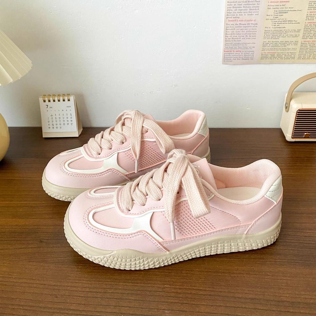 Comfortable Insole 2025 Spring and Autumn Mango Head Thick Baseplate Shoes Women's New Big Head White Shoes Breathable German Training Shoes
