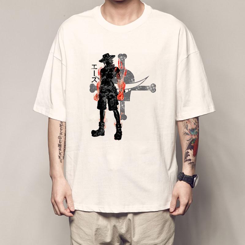 One Piece Luffy Print Tshirt for Men and Women Zoro Shortsleeved Sanji Whitebeard Eschoba Shortsleeved Top