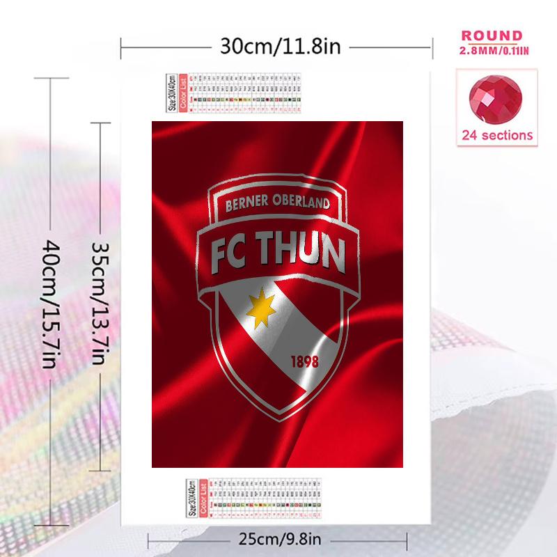 Fc Thun Logo 100% Round Full Drill 5D DIY Diamond Painting Embroidery Cross Stitch Rhinestone Decor
