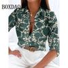 Chemisiers Printemps Femmes Manches Longues Hauts Basiques Décontractés Impression 3D Grande Taille Chemises Élégantes Chemises Boutonnées sur le Devant Femmes