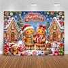 Christmas Gingerbread House Lollipop Themed Banner Background Children's Birthday Party Decoration Photography Background Cloth