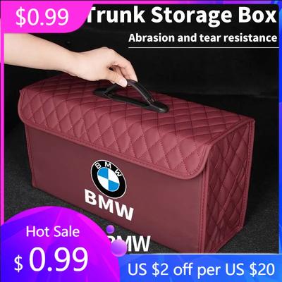 2025 Hot Car Trunk Storage Bag Leather Camping Box Collapsible Auto Emblem Organizer Accessories For M Performance M5 E36 E6