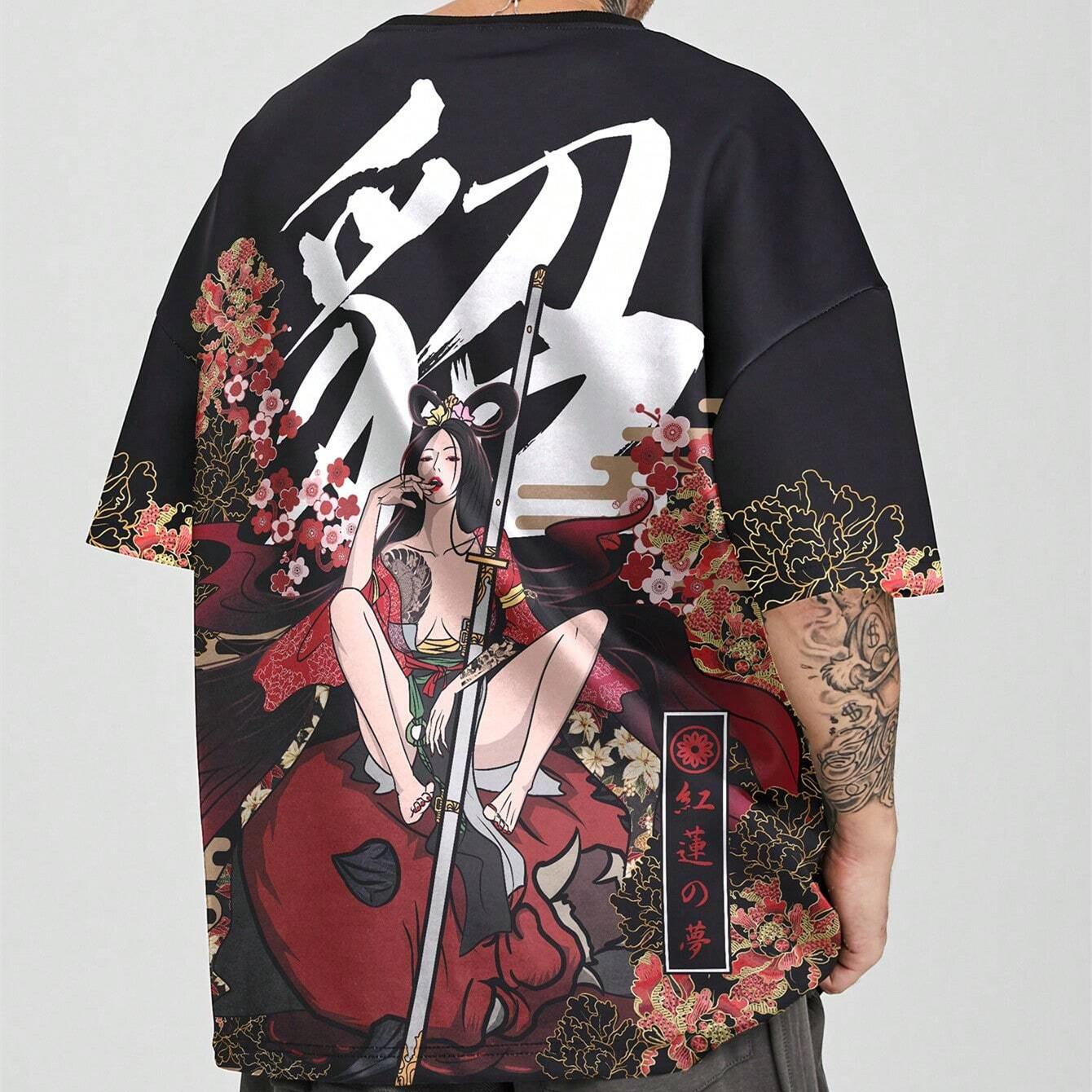 

Мужская летняя свободная повседневная футболка с коротким рукавом и круглым вырезом с принтом букв и персонажей и заниженной линией плеча 6XL