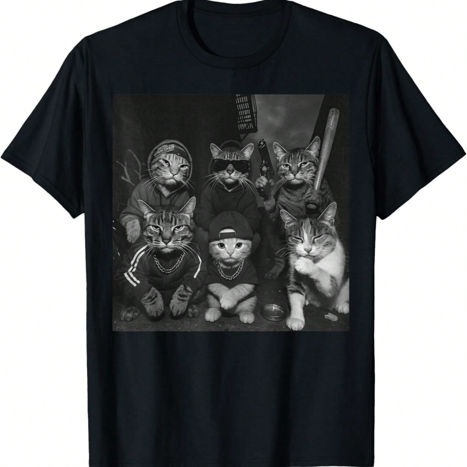 Gangster Cats Vintage Funny Kitty Gang Meme T-Shirt S разноцветный