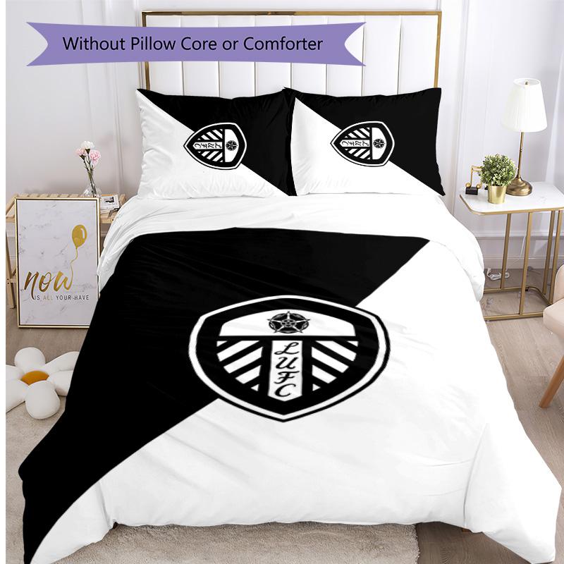 Juego de Ropa de Cama Estampado de Leeds United Football de 3 Piezas, Cómodo y Amigable con la Piel Juego de Funda Nórdica para Dormitorio