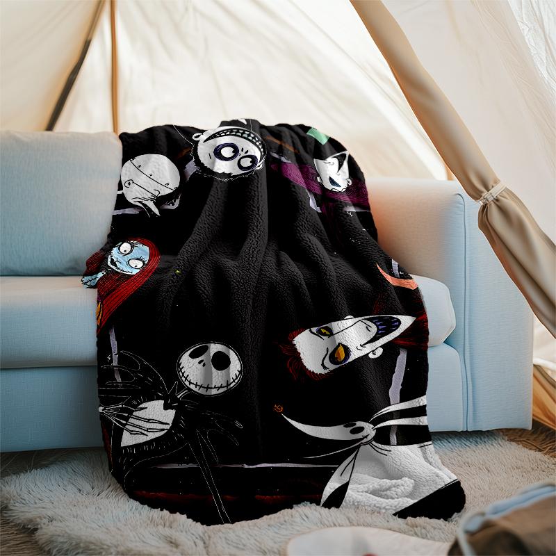 The Nightmare Before Christmas Theme Printed Blanket - Perfect for Couch, Bed, Travel & Outdoor Use | Machine Washable, Cozy & Durable.