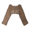 Hollow short knitted sunscreen cardigan women's summer explosion pure lace-up lazy shawl shirt