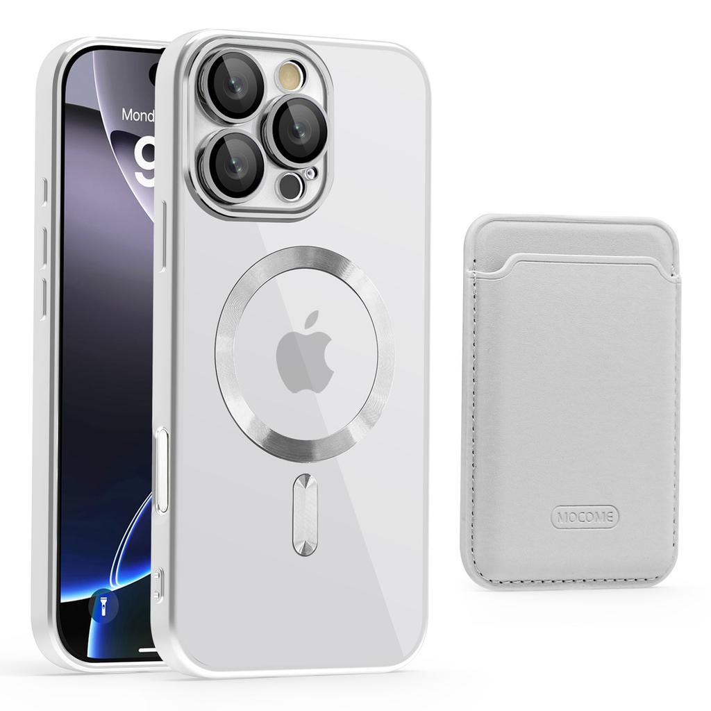 Applicable To IPhone16E Magnetic Card Bag Mobile Phone Case Apple 15PRO Electroplating Anti-fall 14 Protective Case
