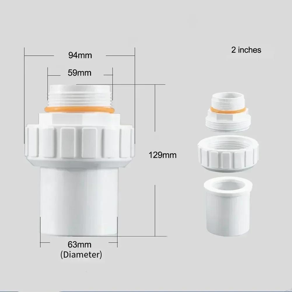 PVC Water Pipe Swimming Pool Connector 2'' Flexible Joint For Water Pump 1.5 Inch Connection 2 Inch Connection