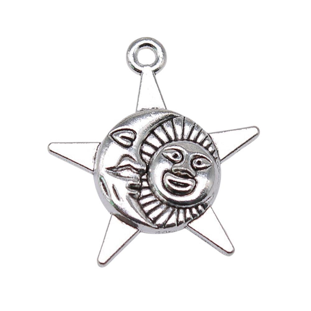 Sun And Moon Face Charms Multi Color Alloy Pendants For Celestial Themed Jewelry
